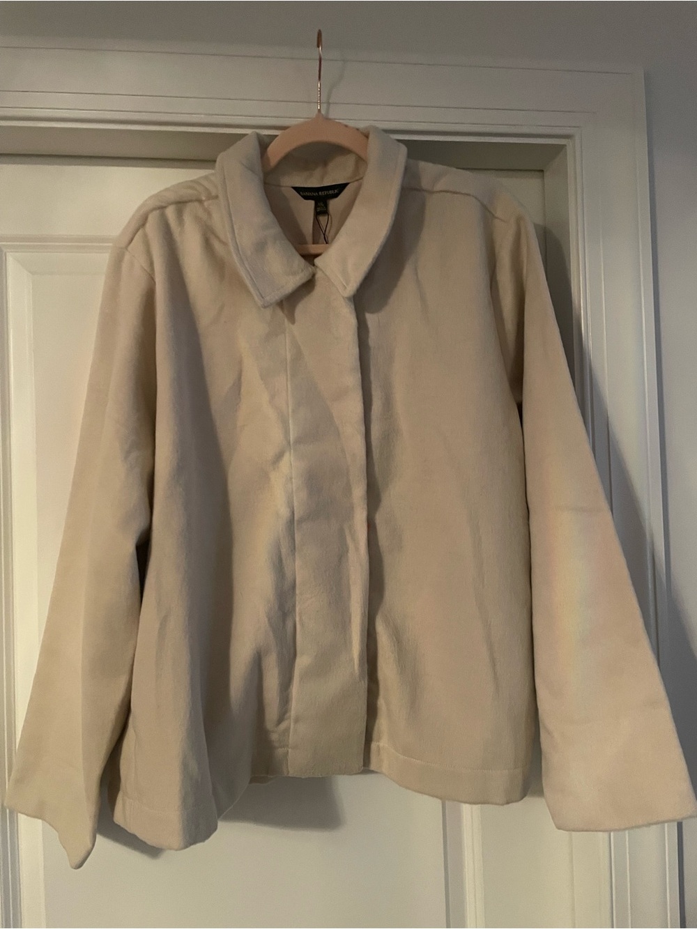 Banana Republic Light Cream Teddy Jacket with Fold Collar